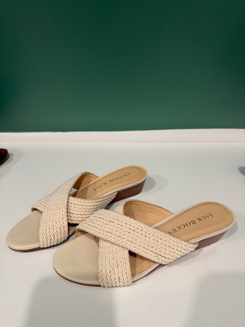 Jack Rogers Cream Braided Slide Mules